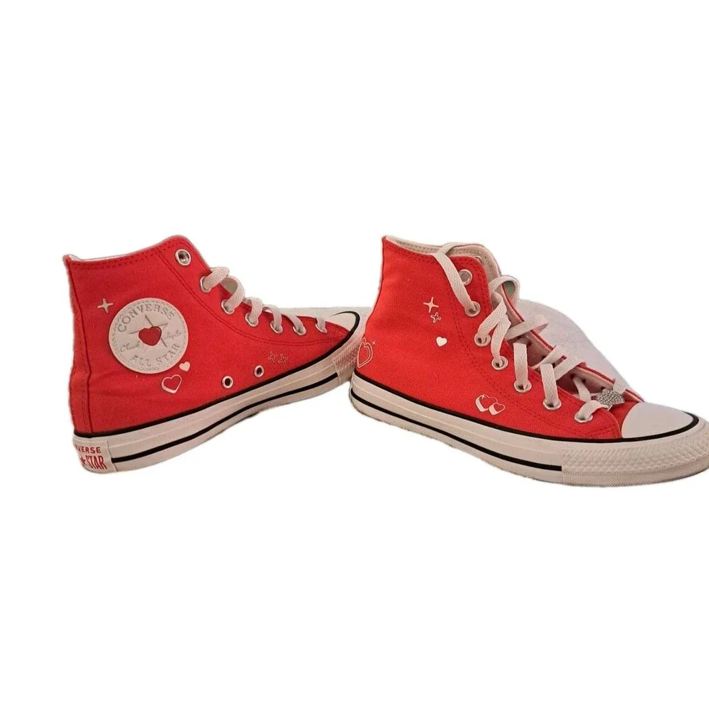 CONVERSE YTK HI Hearts  Valentine's Day Shoes A09117C Womens Size 7.5 EUC W/ Box - Picture 2 of 10
